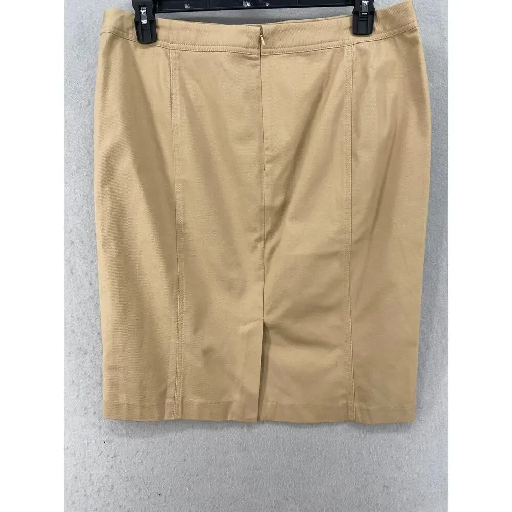 Talbots Skirt Womens‎ Sz 14 Tan Beige Lace Front Pencil Straight Slit Career - Picture 3 of 11